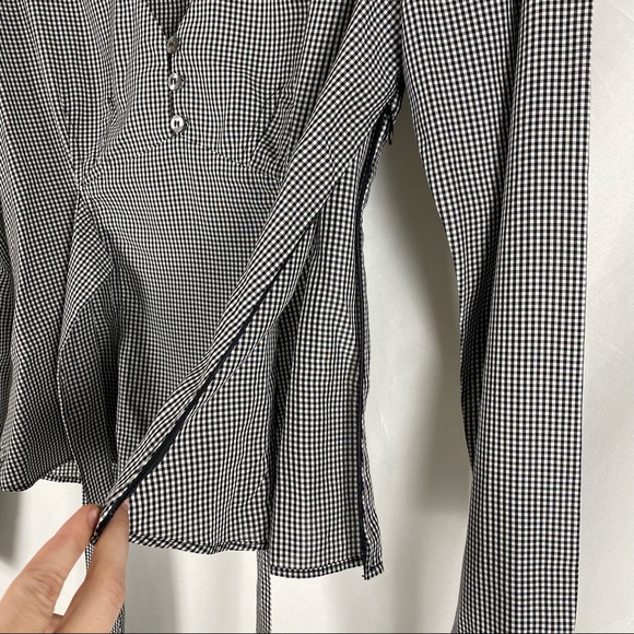 Intermix Myra Gingham Long Sleeve Bow Waist Tie Top - Picture 10 of 15